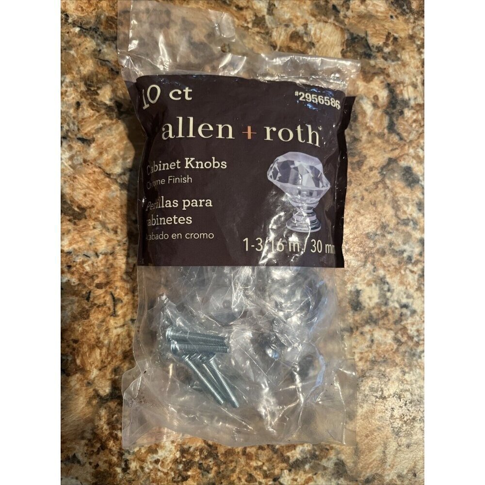 Allen + Roth 2956586 Clear/Chrome Cabinet Knobs  -  10 pack